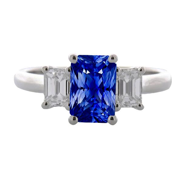 Bague saphir diamant émeraude 3 carats serti panier 4 griffes - HarryChadEnt.FR