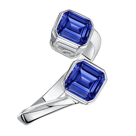 Bague saphir émeraude 2 pierres sertie lunette 3 carats tige fendue en filigrane - HarryChadEnt.FR