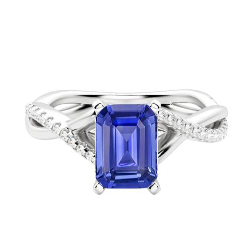 Bague saphir émeraude pierres précieuses bijoux tige infini en or 3 carats - HarryChadEnt.FR