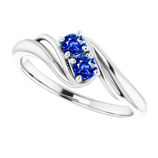 Bague saphir sertie griffes 1 carat tige de dérivation or blanc 14 carats - HarryChadEnt.FR