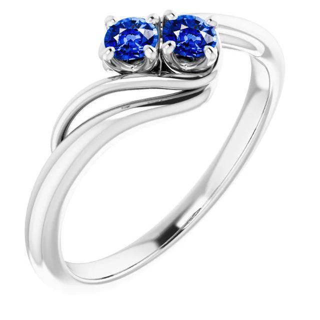 Bague saphir sertie griffes 1 carat tige de dérivation or blanc 14 carats - HarryChadEnt.FR