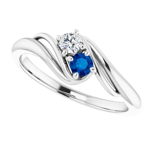 Bague sertie diamant rond saphir bleu serti 1.50 carat - HarryChadEnt.FR