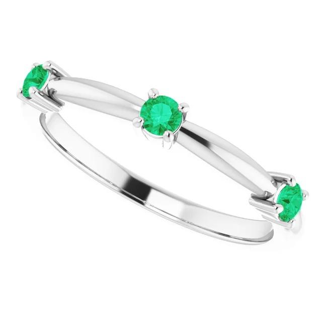 Bague trois pierres vert émeraude colombienne 0.90 carats - HarryChadEnt.FR