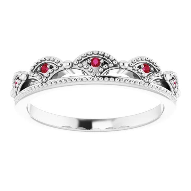 Bande d'anniversaire de mariage 0.50 Carats Style Antique Rubis Femmes Bijoux - HarryChadEnt.FR