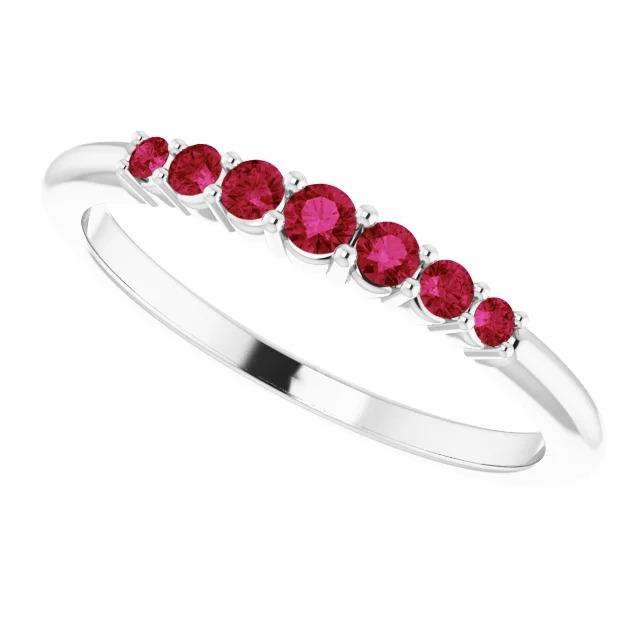 Bande d'anniversaire rubis birmans 1 carat 14K bijoux en or blanc - HarryChadEnt.FR