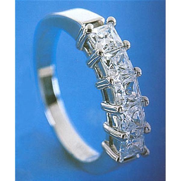 Bande d'éternité demi-éternité pour femme avec diamants taille princesse 2.50 carats en or blanc - HarryChadEnt.FR