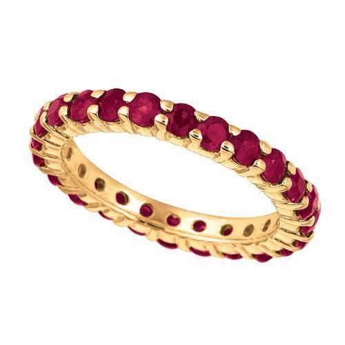 Bande d'éternité ronde rubis 2.88 carats YG 14K nouveau réglage de la bague - HarryChadEnt.FR