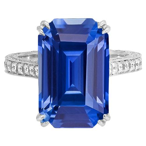 Bijoux en or diamant serti de griffes bague saphir bleu 5 carats millegrain - HarryChadEnt.FR