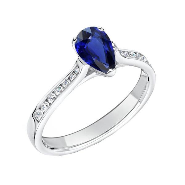 Bijoux en pierres précieuses Bague de Fiançailles Poire Saphir Bleu 2 Carats - HarryChadEnt.FR