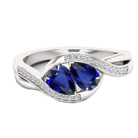 Bijoux en pierres précieuses Bague en saphir bleu poire Style torsadé 1.50 carats - HarryChadEnt.FR