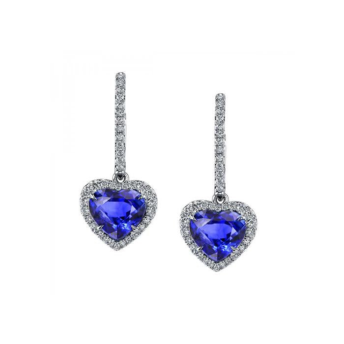 Boucle D'Oreille Pendante Diamant Saphir Sri Lanka Or Blanc 14K 2.55 Carats - HarryChadEnt.FR