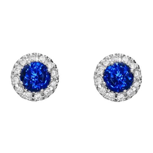 Boucle D'Oreille Ronde Saphir De Ceylan Et Diamants De 2.30 Carats - HarryChadEnt.FR