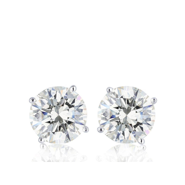 Boucle d'Oreille Solitaire Ronde 2 Carats Diamant Or Blanc 14K - HarryChadEnt.FR