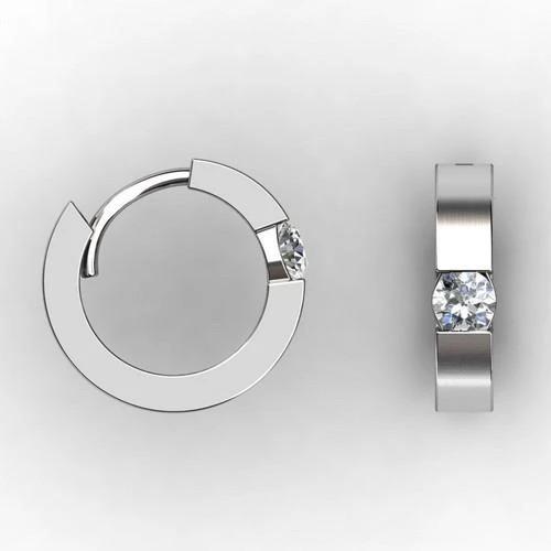 Boucles d'oreilles créoles diamant solitaire taille ronde 1.5 ct en or blanc 14 carats - HarryChadEnt.FR