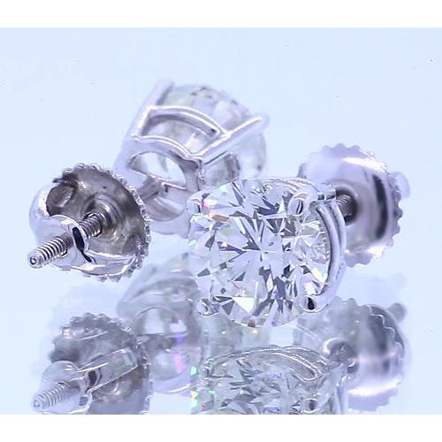 Boucle d'oreille diamant 1.50 carats à quatre griffes en or blanc 14K - HarryChadEnt.FR