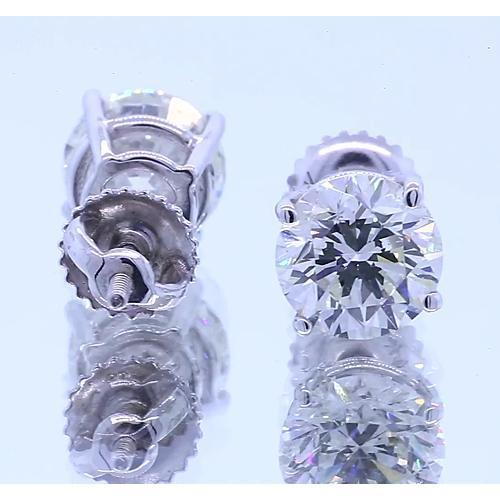 Boucle d'oreille diamant 1.50 carats à quatre griffes en or blanc 14K - HarryChadEnt.FR