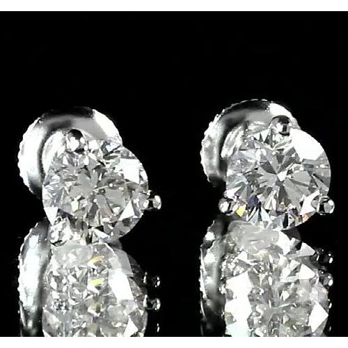 Boucle d'oreille diamant rond serti Martini 1.60 carats or blanc 14K - HarryChadEnt.FR