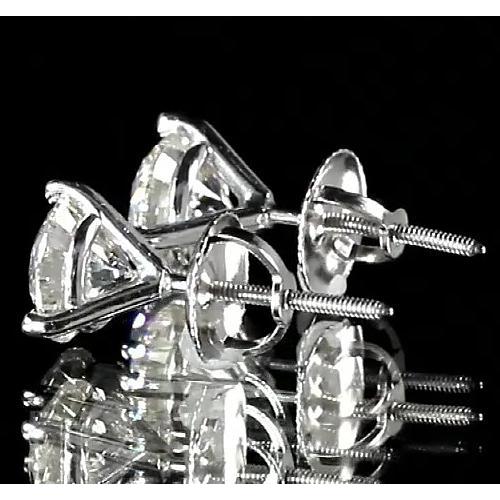 Boucle d'oreille diamant rond serti Martini 1.60 carats or blanc 14K - HarryChadEnt.FR