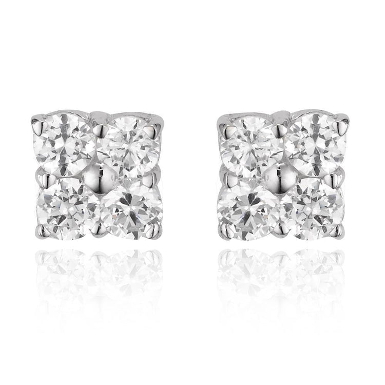 Boucle d'oreille en or blanc 14 carats avec diamants taillés ronds 4 ct - HarryChadEnt.FR