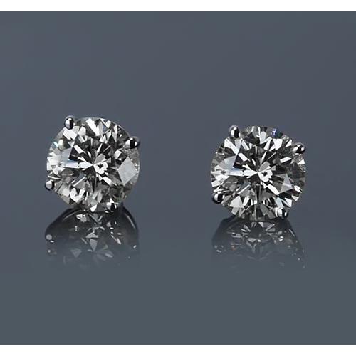 Boucle d'oreille en or blanc 14 carats avec diamant rond 1.50 carats - HarryChadEnt.FR