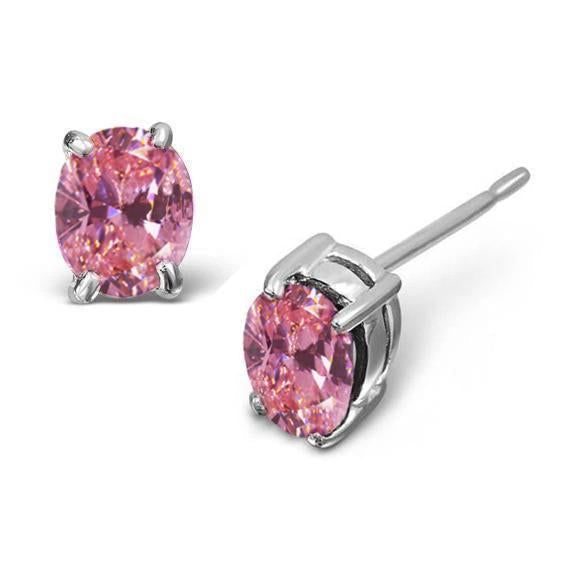 Boucle d'oreille en saphir rose taille ronde 2 ct en or blanc 14 carats - HarryChadEnt.FR