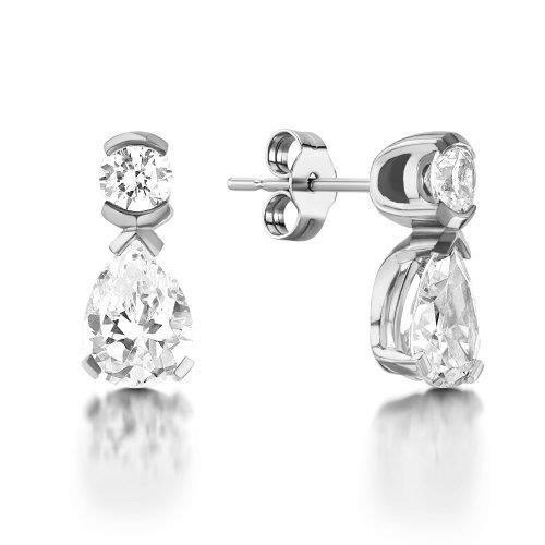 Boucle d'oreille pendante 2.5 carats poire et coupe ronde pour femme - HarryChadEnt.FR