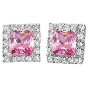 Boucle d'oreille saphir rose 5 carats avec clous en or blanc 14 carats - HarryChadEnt.FR