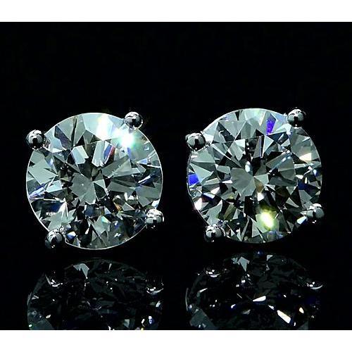 Boucles D'oreilles Clous Diamant 6 Carats Or Blanc 14K - HarryChadEnt.FR