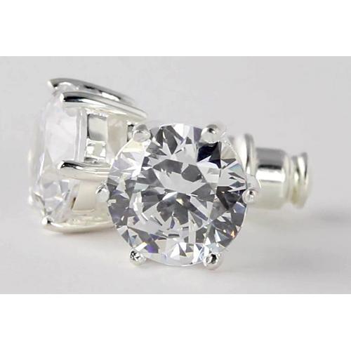 Boucles D'oreilles Clous Diamant Rond 3 Carats Or Blanc 14K - HarryChadEnt.FR
