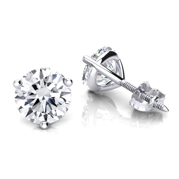 Boucles D'oreilles Clous Femme 2 Carats Bijoux Or Blanc - HarryChadEnt.FR