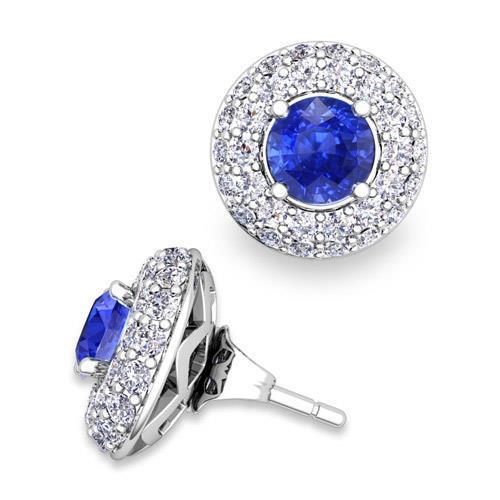 Boucles D'oreilles Clous Pour Femme Saphir De Ceylan Et Diamants 3.90 Carats - HarryChadEnt.FR