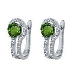 Boucles D'oreilles Créoles En Or Blanc 2.60 Carats Saphir Vert Rond - HarryChadEnt.FR