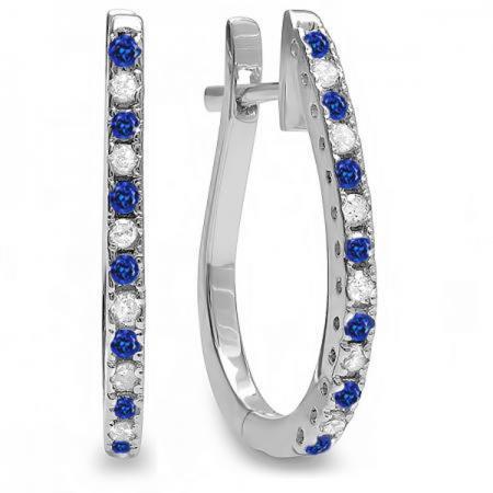 Boucles D'oreilles Créoles En Saphir De Ceylan De 2.60 Ct Et Diamant - HarryChadEnt.FR