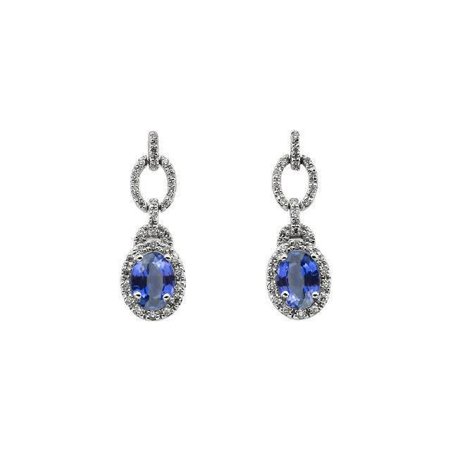 Boucles D'oreilles Fantaisie Saphir Sri Lanka Et Diamants 6 Carats Neuf - HarryChadEnt.FR
