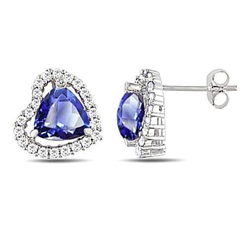 Boucles D'oreilles Halo Saphir De Ceylan Et Diamants 6.80 Carats - HarryChadEnt.FR