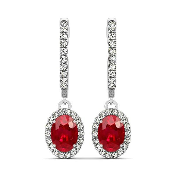 Boucles D'oreilles Lady Dangle En Or Blanc 14K 4 Carats Rubis Et Diamants - HarryChadEnt.FR