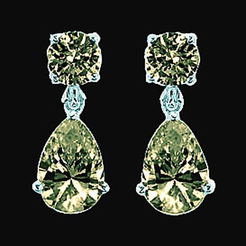 Boucles D'oreilles Pendantes Diamants Cognac 2.50 Carats Couleur Fantaisie - HarryChadEnt.FR