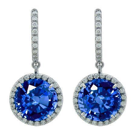 Boucles D'oreilles Pendantes 6.50 Carats Emeraude Et Diamant Or Blanc 14K - HarryChadEnt.FR