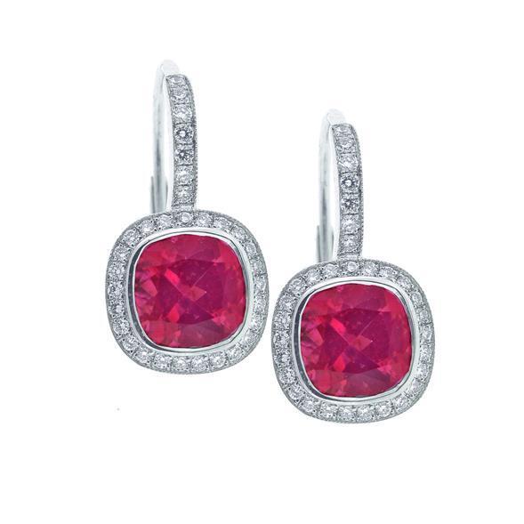Boucles D'oreilles Pendantes Tourmaline 12 Carats Avec Diamants Or Blanc 14K - HarryChadEnt.FR