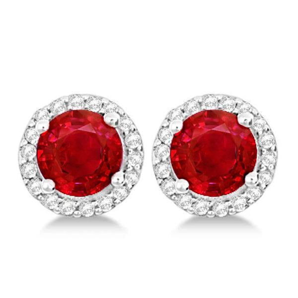 Boucles D'oreilles Puces En Or Blanc 14K Rubis Et Diamants Blancs 6.86 Carats - HarryChadEnt.FR