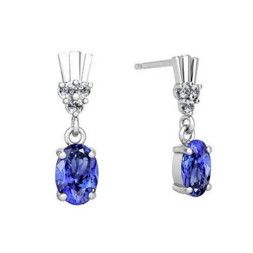 Boucles D'oreilles Tanzanite Avec Diamants 4.90 Carats Or 14K - HarryChadEnt.FR