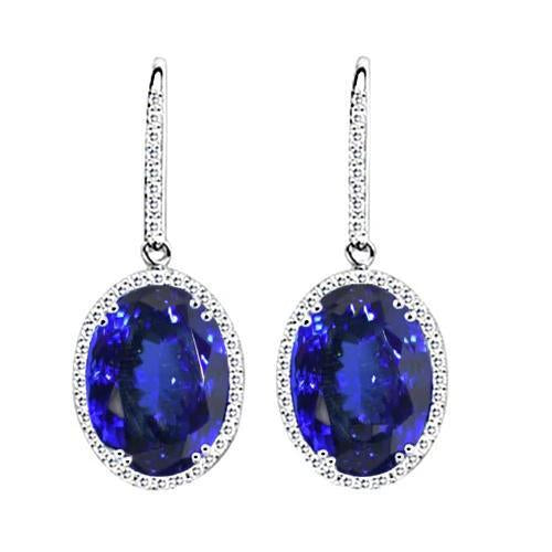 Boucles D'oreilles Tanzanite Et Diamants 5.34 Carat Or Blanc 14K - HarryChadEnt.FR