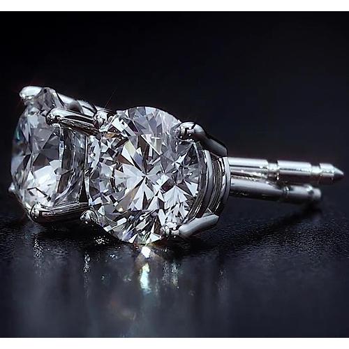 Boucles D'oreilles Tige 4 Carats Diamant Taille Ronde Bijoux Or Blanc 14K - HarryChadEnt.FR