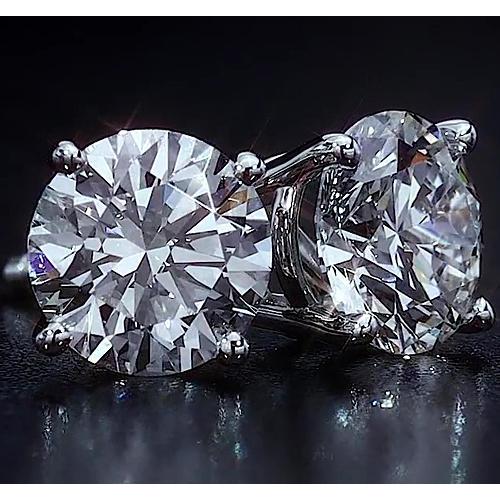 Boucles D'oreilles Tige 4 Carats Diamant Taille Ronde Bijoux Or Blanc 14K - HarryChadEnt.FR