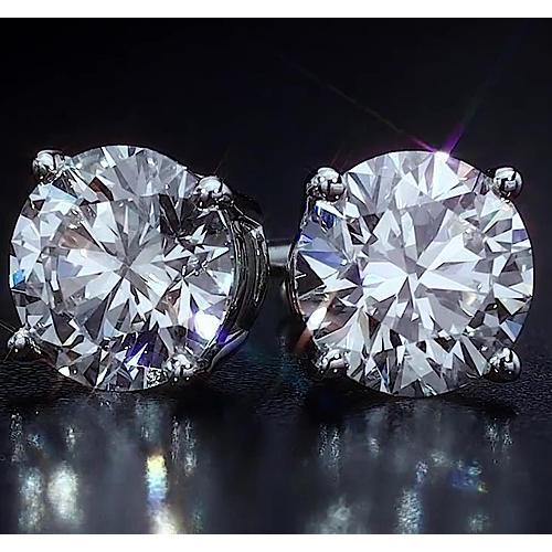 Boucles D'oreilles Tige 4 Carats Diamant Taille Ronde Bijoux Or Blanc 14K - HarryChadEnt.FR