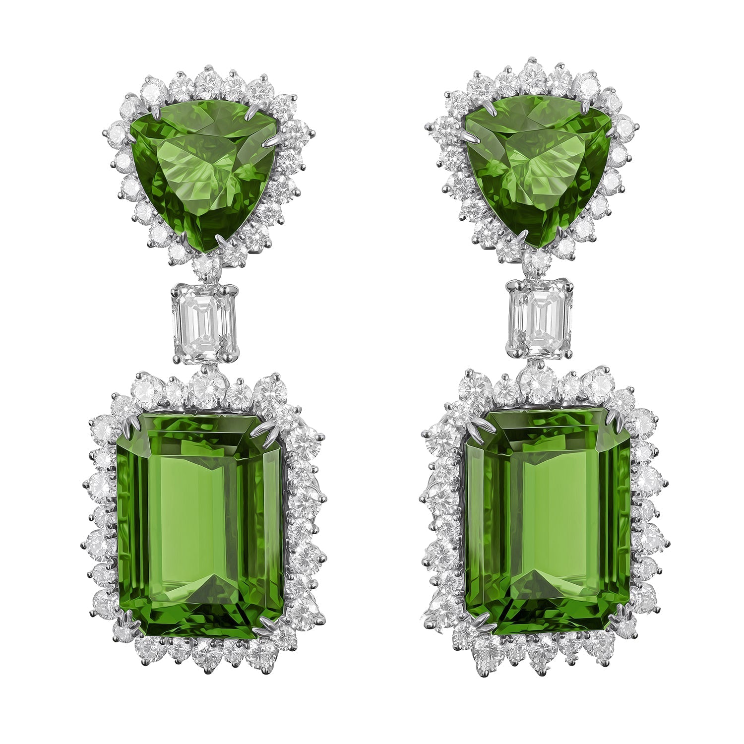 Boucles D'oreilles Diamant Saphir Vert - HarryChadEnt.FR
