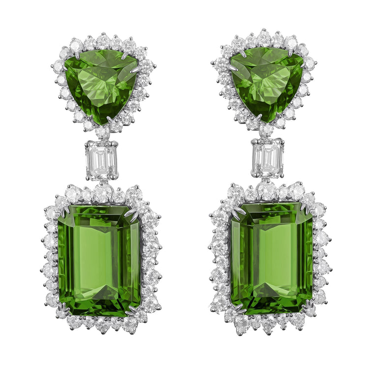 Boucles D'oreilles Diamant Saphir Vert - HarryChadEnt.FR