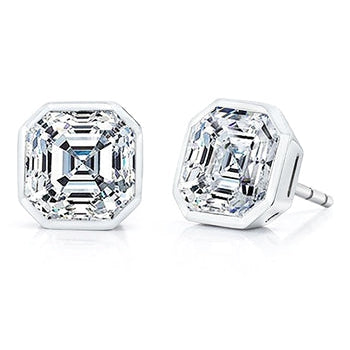 Boucles d'Oreilles Clous Diamant Asscher Solitaire 4 Carats