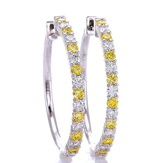 Boucles D'oreilles Créoles Diamant 4.80 Carats Bijoux Saphirs Jaunes - HarryChadEnt.FR