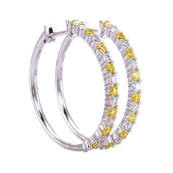 Boucles D'oreilles Créoles Diamant 4.80 Carats Bijoux Saphirs Jaunes - HarryChadEnt.FR